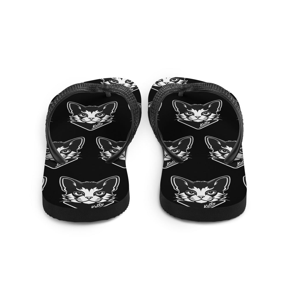 "Katto" Cat (L) Flip-Flops Black