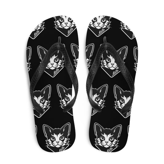 "Katto" Cat (L) Flip-Flops Black